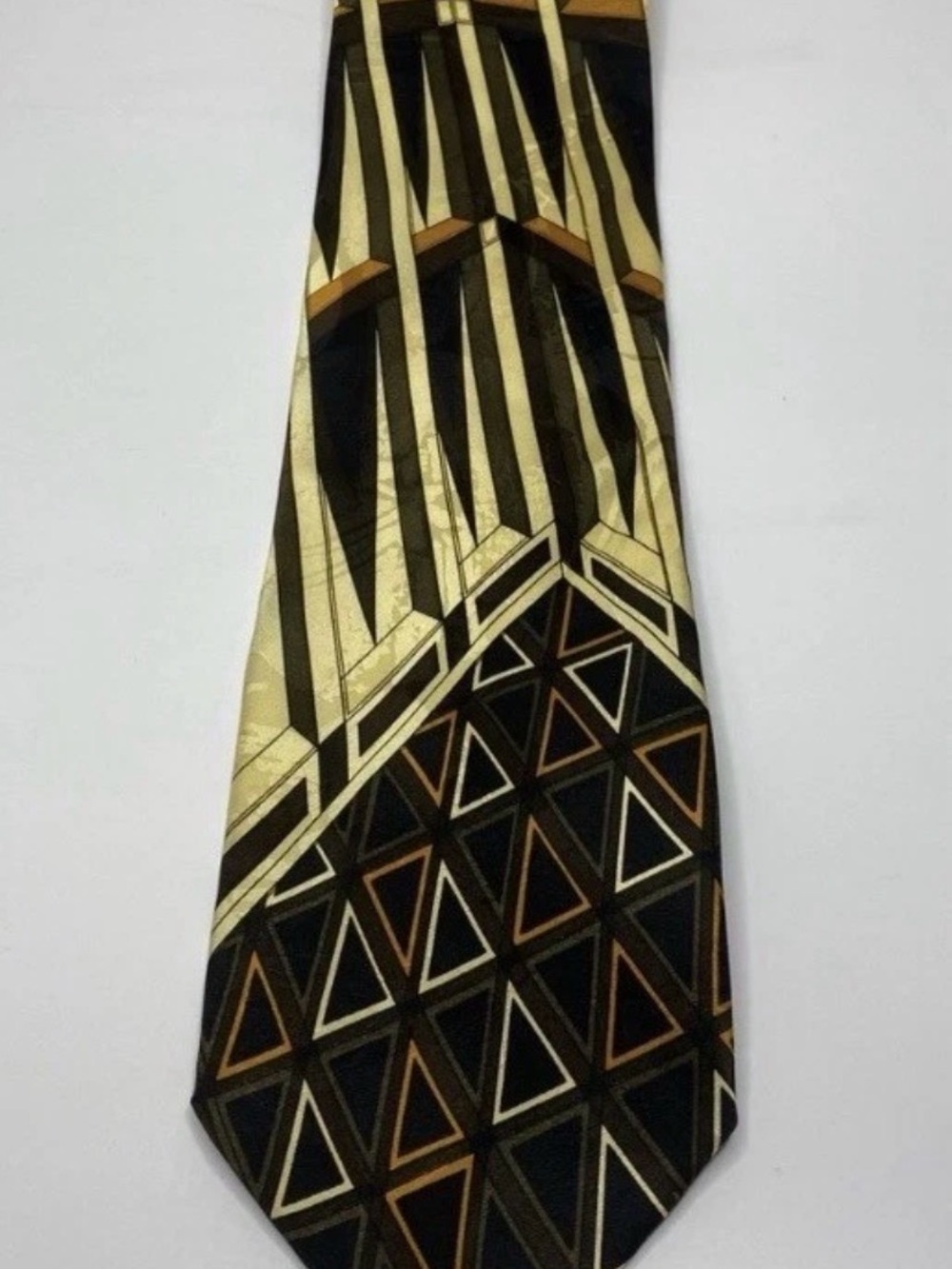 Luciano Gatti Italy 100% Silk Hand Made Geometric Abstract Mens Tie Vintage